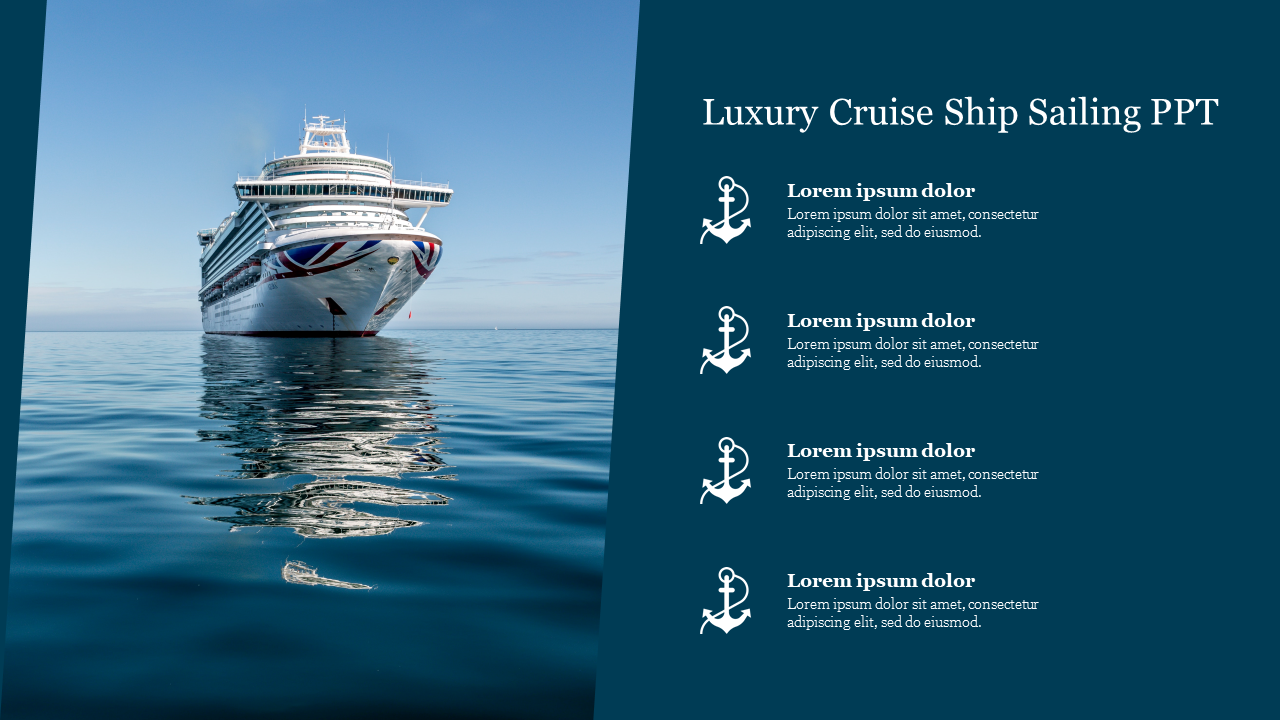 Portfolio Luxury Cruise Ship Sailing PPT